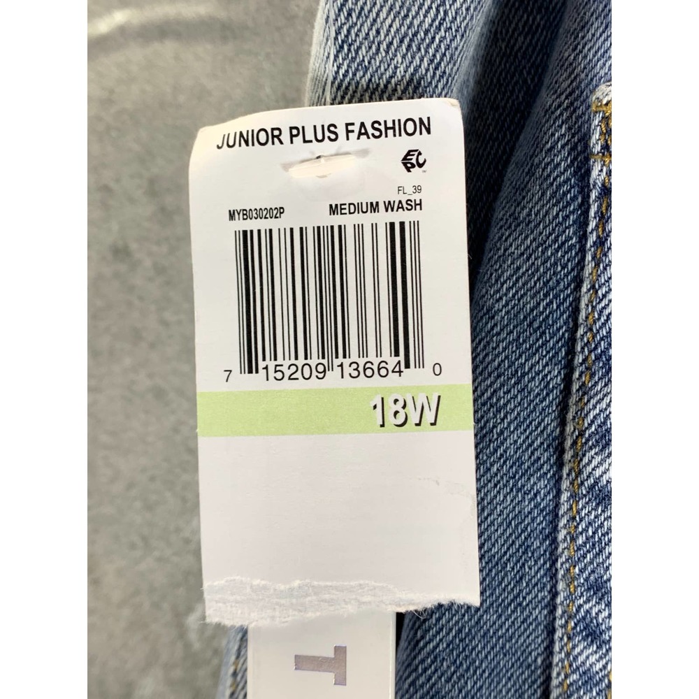 Tinseltown Junior's Plus Medium Wash High-Rise Distressed Wide-Leg Jeans SZ 18W - Picture 13 of 13
